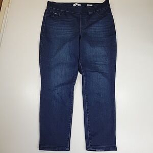 NINE WEST‎ HEIDI PULL ON CROP Womens Size 33  JEANS Straight Leg Dark Wash